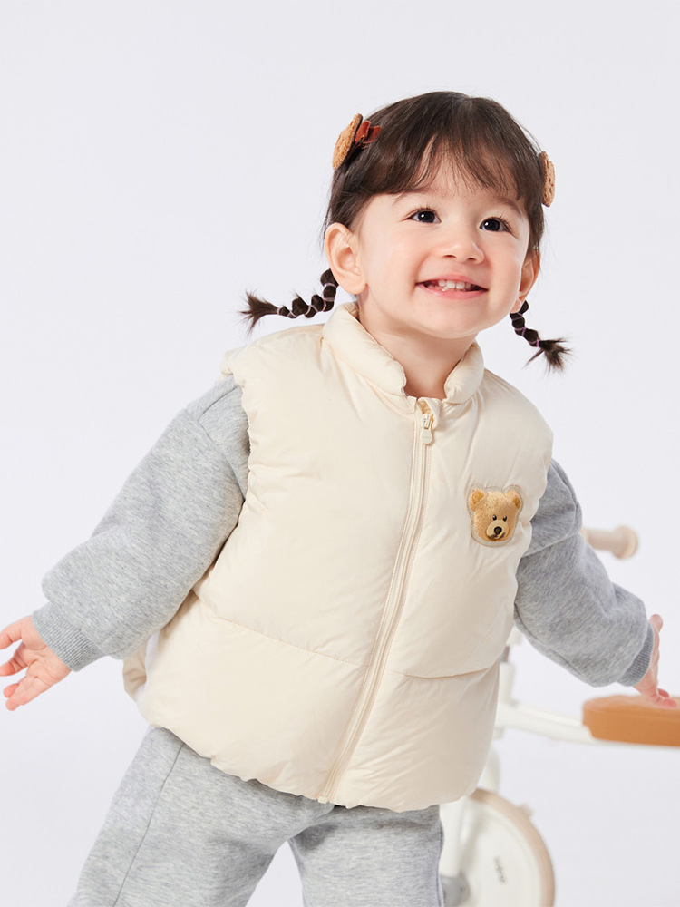 Детский жилет верхней одежды 2025 года, новый пуховик для младенцев, зимний утолщенный теплый модный жилет из белого утиного пуха