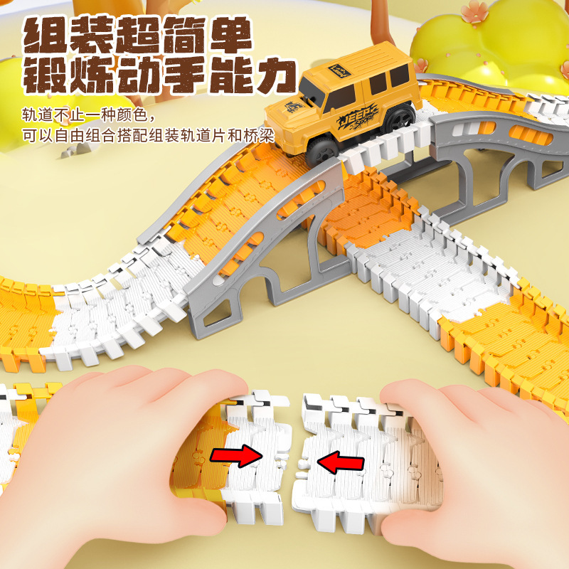 Cross-border electric rail car children's small train baby project sliding new year gift boy car changeable puzzle