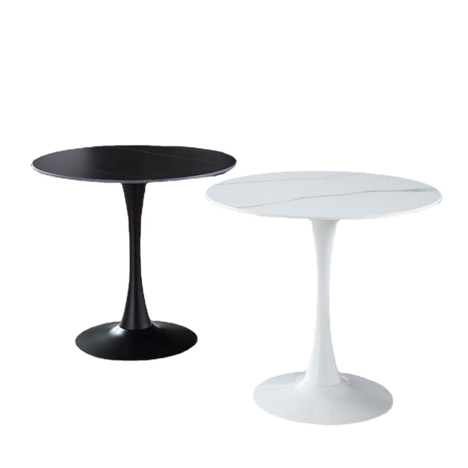 Light Luxury Black Rock Plate Dining Table Office Leisure Meeting and Negotiation Table and Chair Combination Balcony Table Sales Office Small Round Table