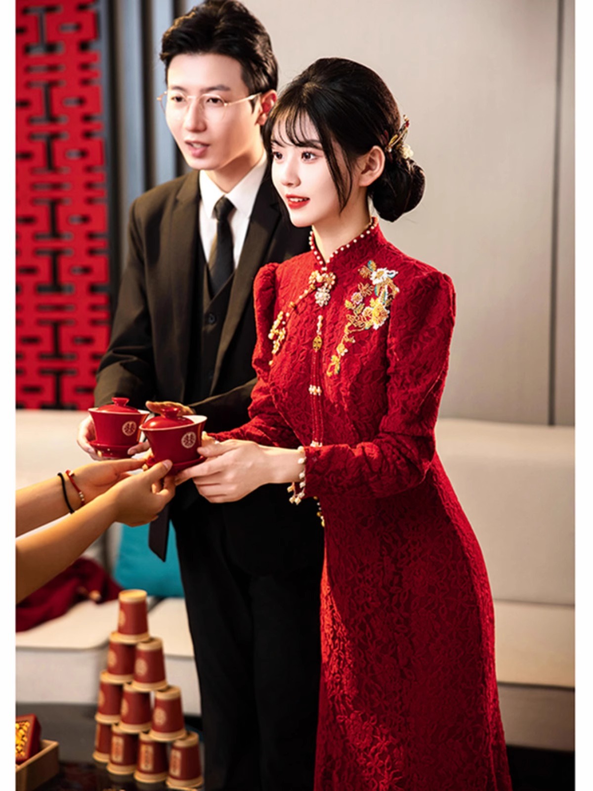 New Chinese Winter Toast Dress 2024 New Bride High-end Wedding Door Engagement Dress Cheongsam Fish Tail