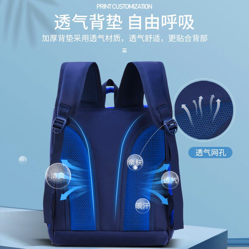 Primary school students' schoolbags 1-3-6 grade ridge protection to reduce the burden on boys and girls logo reflective space schoolbags wholesale