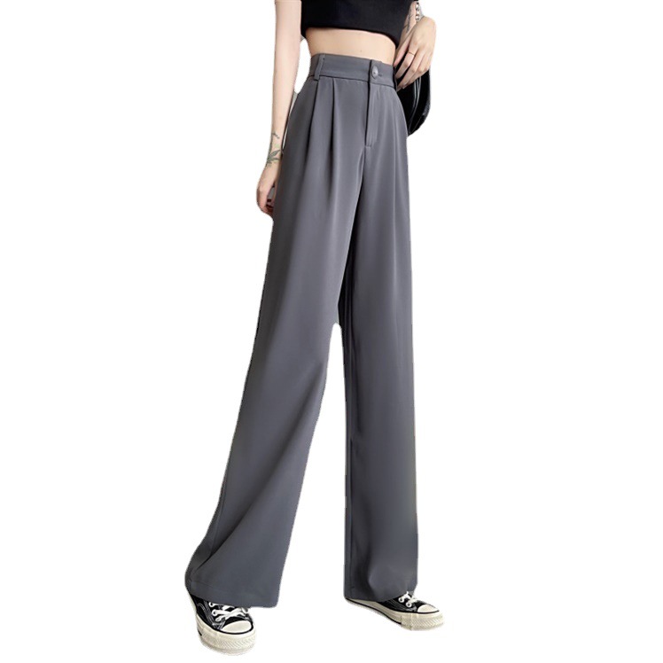 Suit Pants Women's 2023 Summer Korean-style Loose High Waist Wide Leg Slimming Drop-off Pants Straight Casual Pants