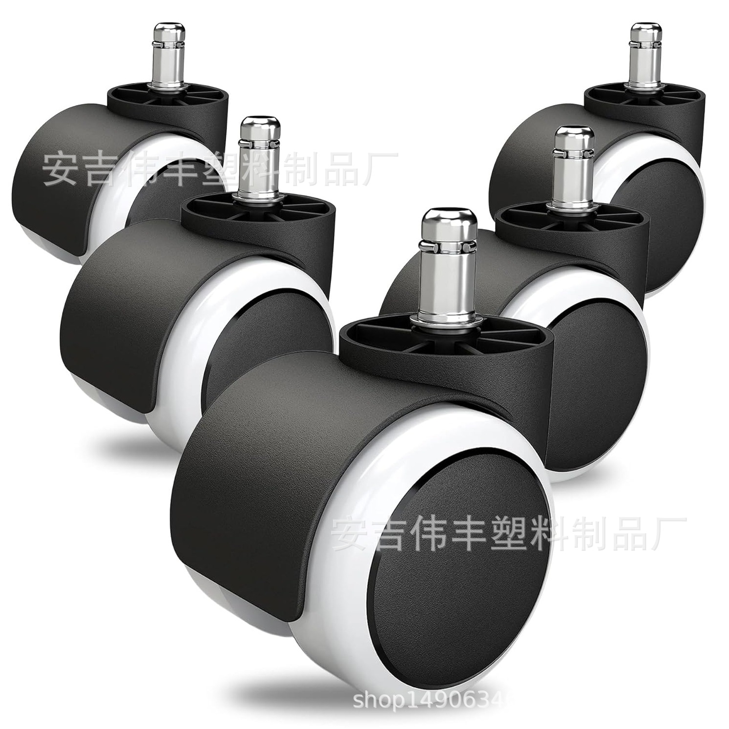 Cross-Border Supply Silent 2inch Pu Thickened Nylon Universal Wheel Snap Ring Office Chair Casters Furniture Chair Accessories