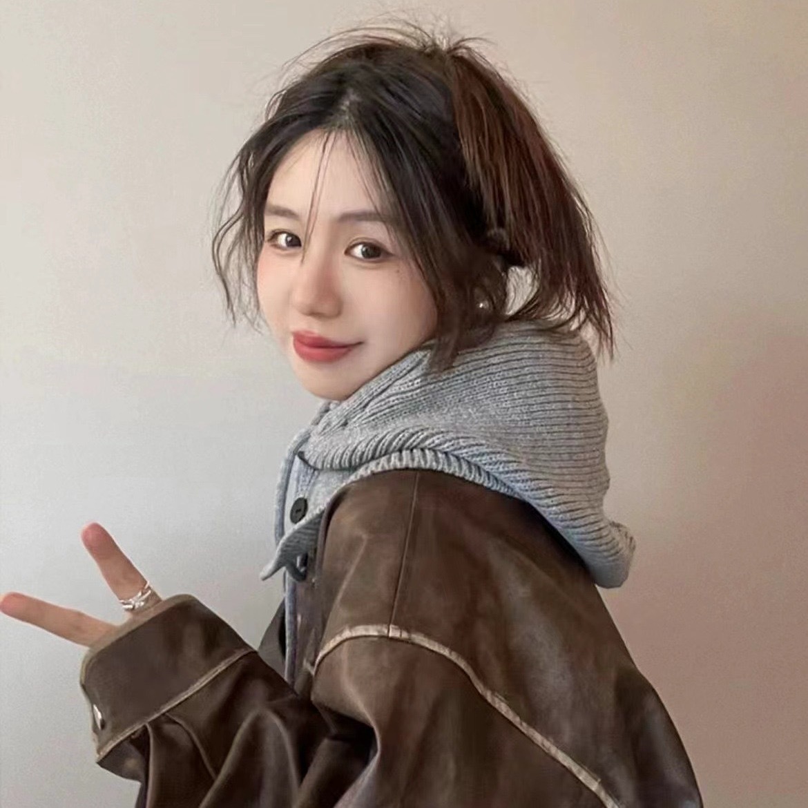 South Korea Balaclava Hat Autumn and Winter Warm Knitted Ear Protecting Neck Hooded Women's Fashion Scarf One-piece Wool