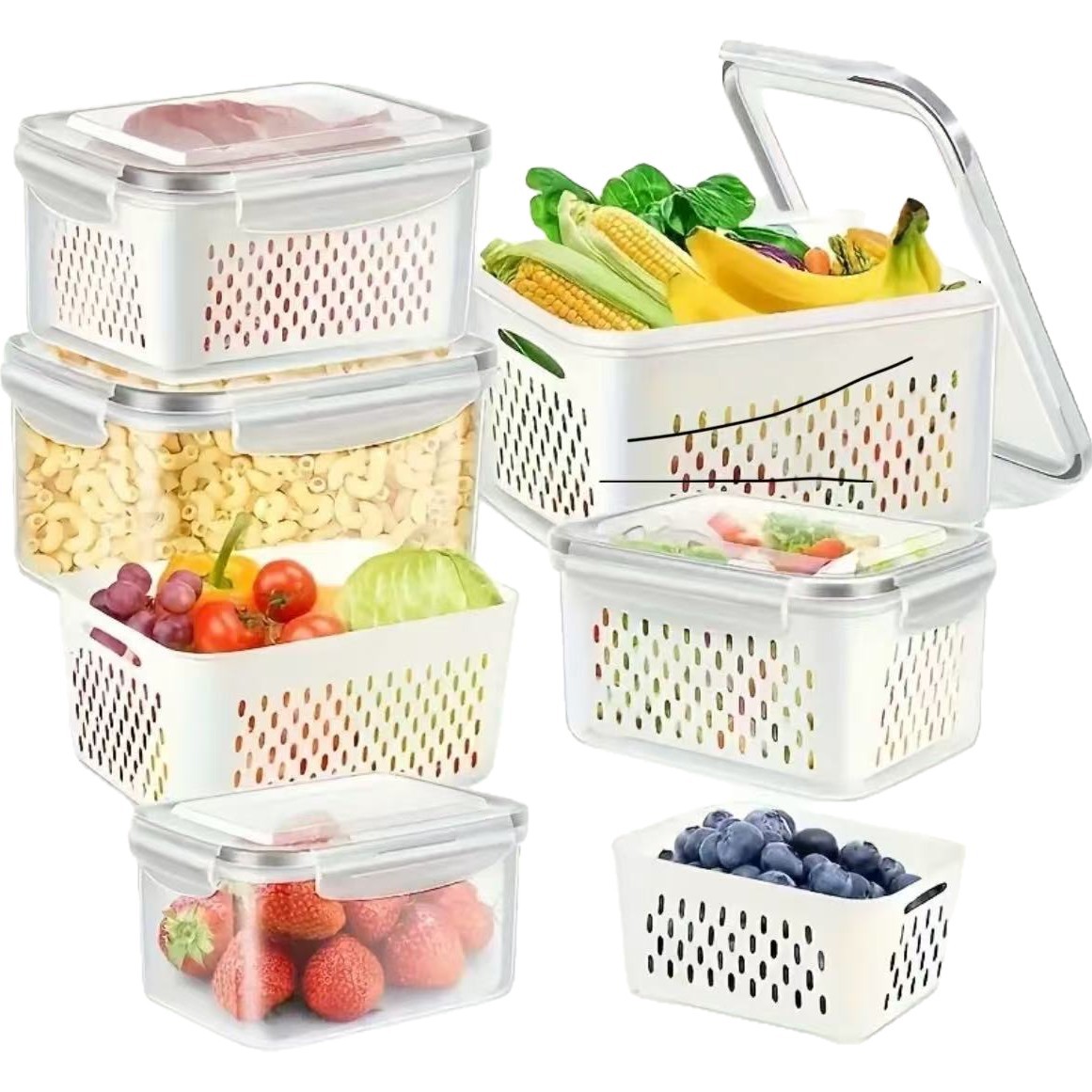 With Fcm Certification, Cross-Border Refrigerators Are Specially Provided with Drain Sealing Boxes with Lids, Refrigerator Storage Boxes, Vegetable and Fruit Preservation Boxes