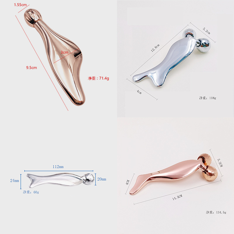 Eye metal roller massager facial scraping massage facial fish head scraping beauty stick
