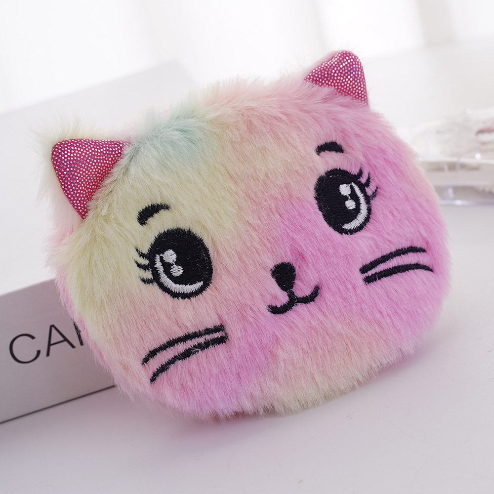 Cross-border cute plush coin purse Korean cartoon gift fabric women's key case coin bag kitten wallet