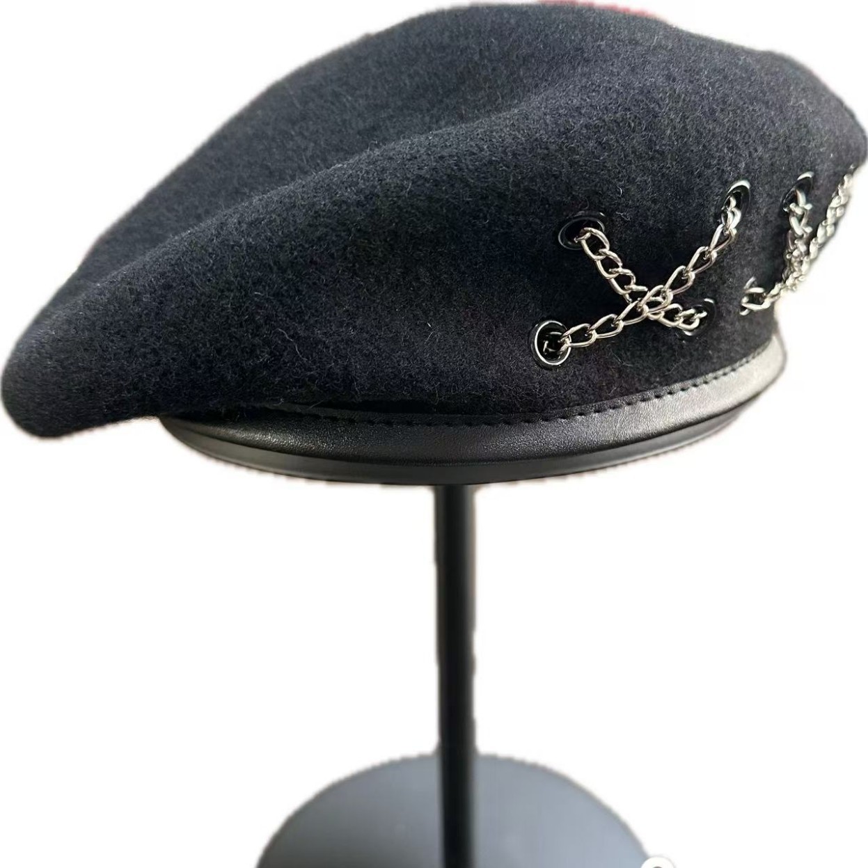 Autumn and Winter Fashion Wool Hat Beret Women's Elegant Hand-stitched Plum Blossom Pattern Painter's Hat