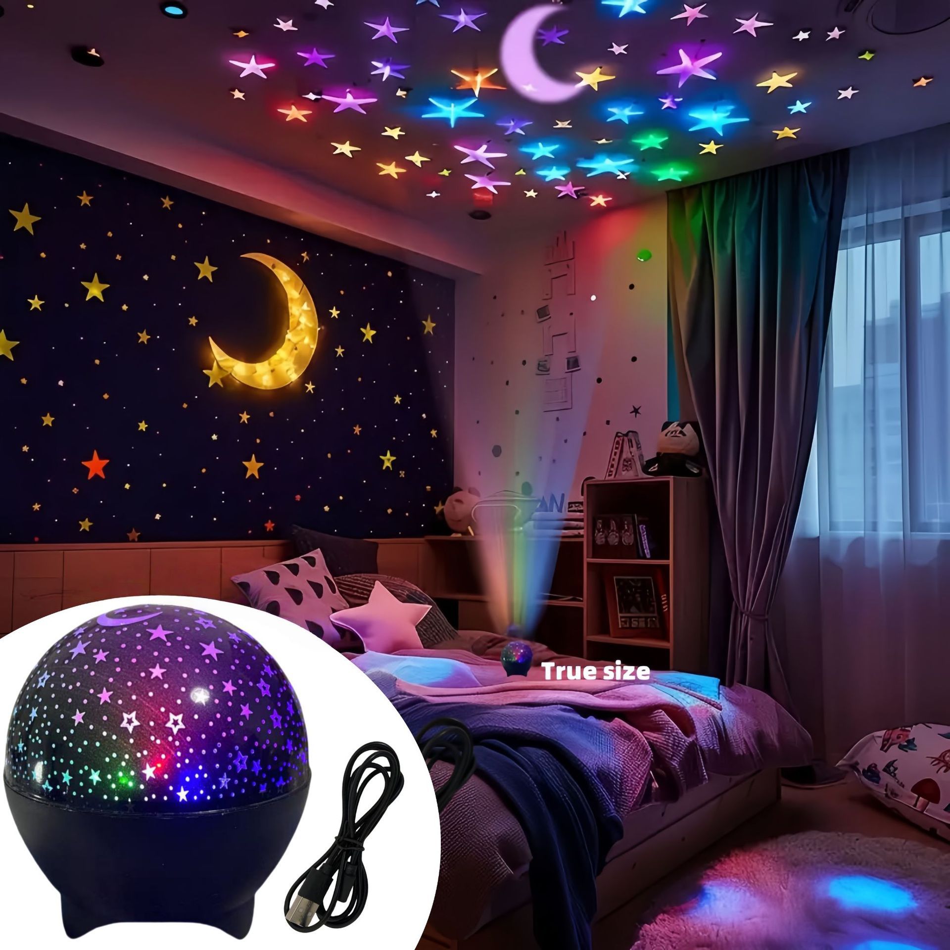 Cross-Border Popular Starry Sky Projection Atmosphere Lamp Northern Lights Water Ripple Starry Night Light Seven-Color Projection Magic Ball