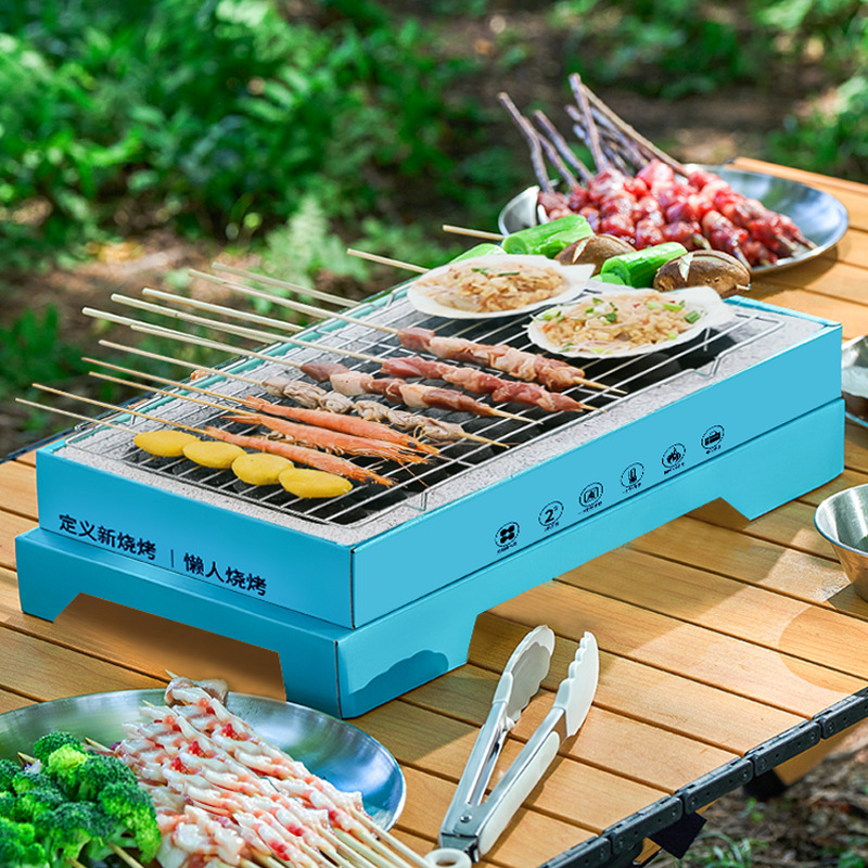 Disposable BBQ Oven Outdoor Household Portable Folding Camping Barbecue Charcoal Carbon Oven Small Barbecue Grill