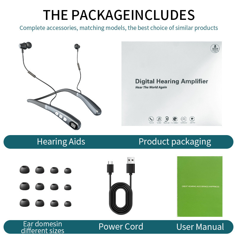 Hearing Aids for the Elderly with Hanging Neck Digital Display Hd Bluetooth Hearing Aids Smart Noise Reduction Hearing Aids Long Battery Life App