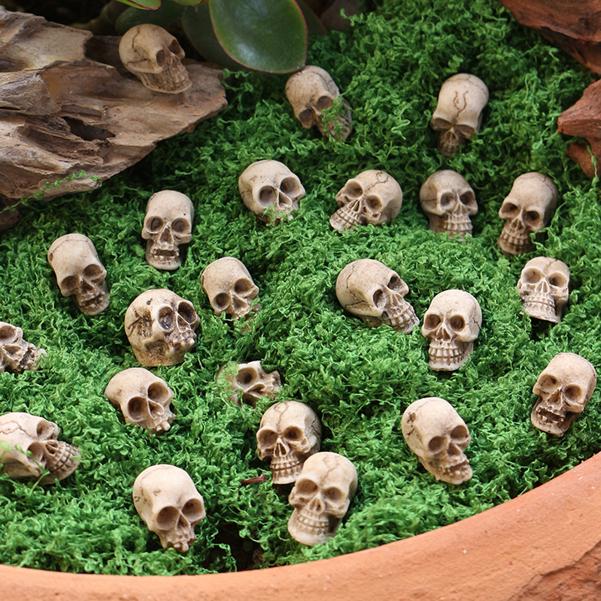 ghost head small pumpkin ornaments suit resin Halloween party garden decoration micro landscape paving stone suit