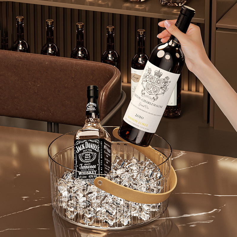 High Beauty Value Ice Bucket Household Portable Beer Champagne Red Wine PET Plastic Bucket Outdoor Picnic Fruit Storage Bucket