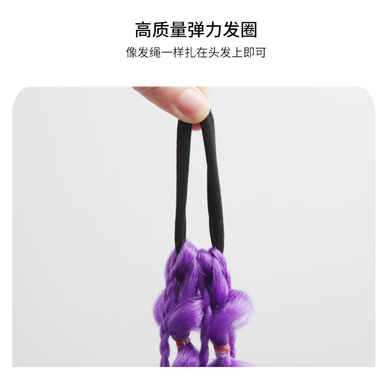 Hongxiu Carefully Selects Fashionable Colorfulful Gradient Bubble Twist Three-Strand Hand-Knitted Dirty Braid Ponytail Wig for Women's Hip-Hop Style