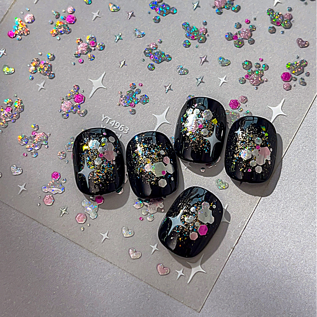 Yitu антикварные звезды с изображением медведя желе дофамина блестящие наклейки для ногтей сладкие сверкающие сердечки декоративные наклейки Yt4963