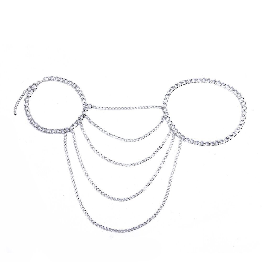 European and American cross-border Fashion Fashion necklace collarbone necklace sexy geometric U-shaped tassel shoulder body chain for women