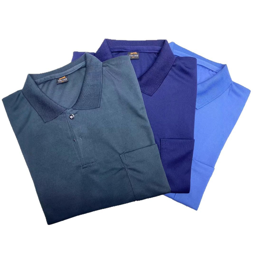 Middle-Aged and Elderly Men's Autumn Lapel T-Shirt Large Size Dad and Grandpa Wear Long-Sleeved Top with Flap Pocket Pantss Street Stall Supply