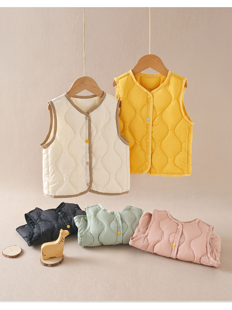 2025 New Children's down Vest Children's Vest Autumn and Winter Boys and Girls Baby Warm Collarless Waistcoat Liner