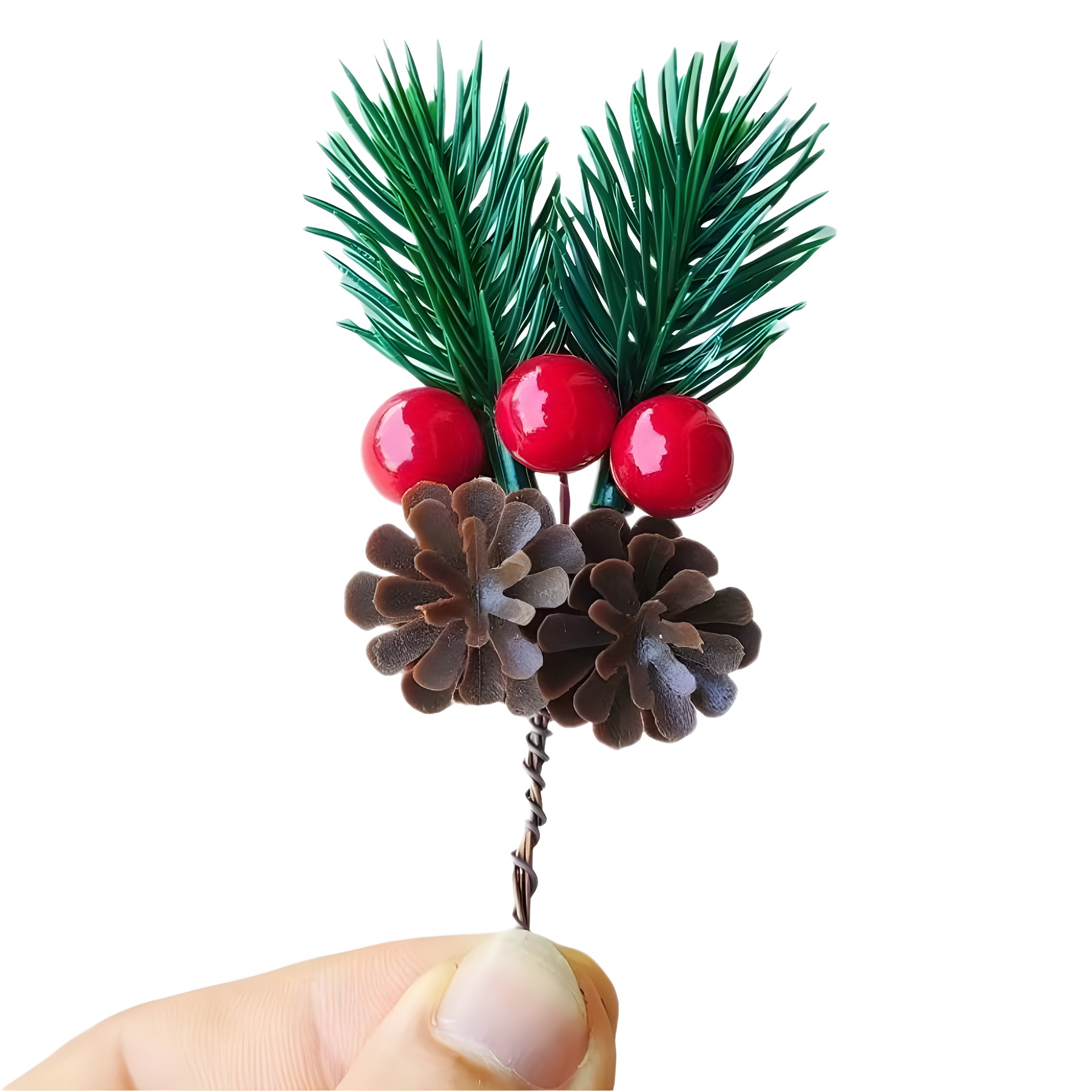 Christmas decorations pine needles red pine cone pendant DIY accessories creative packaging gift box accessories cross-border supply