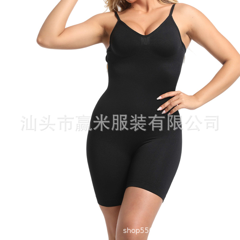 Cross-border seamless cross-border hot selling yoga postpartum hip lifting body shaping belly contracting backless one-piece boxer body shaping underwear