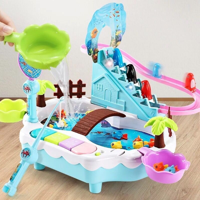 Игровой набор для рыбалки для детей Электрическая лестница для мальчиков и девочек 1-3-6 лет Магнитная ранняя образовательная игрушка
