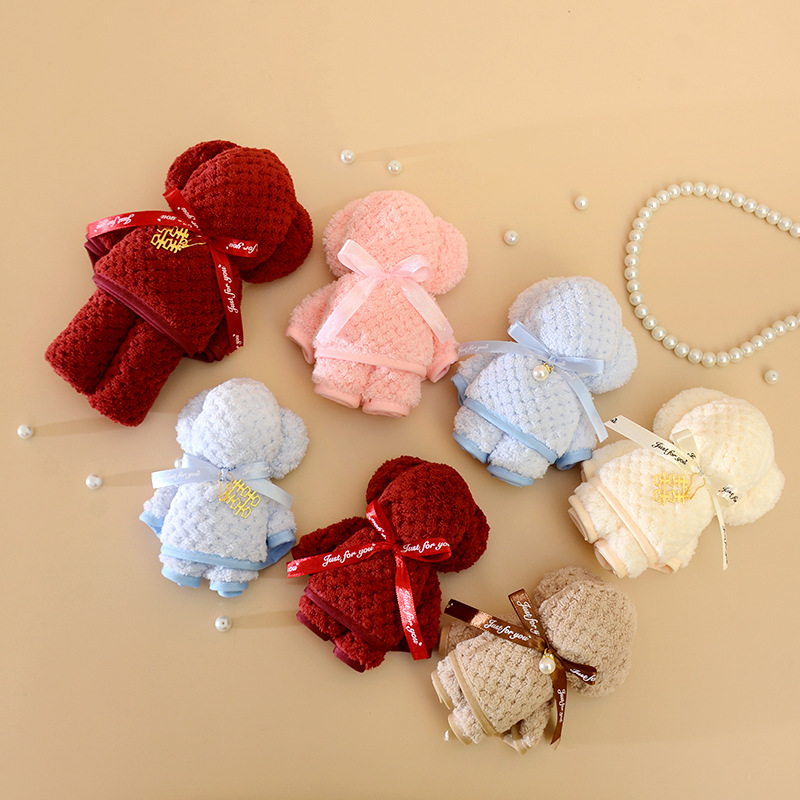 Bear towel with hand gift small gift kindergarten gift opening wedding gift shape towel making embroidered logo