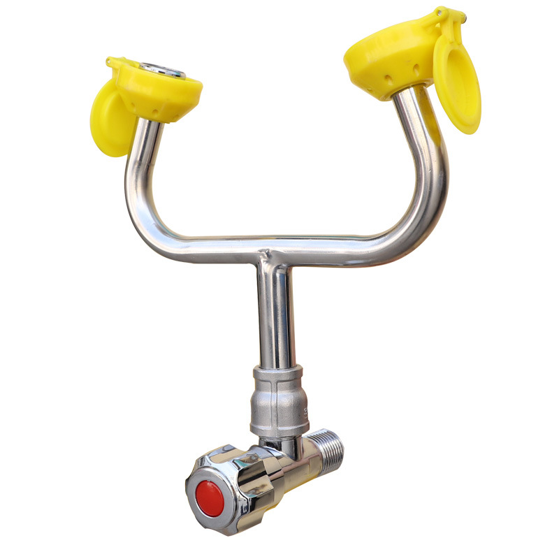 Yuexiang Industrial 304 Stainless Steel Laboratory Faucet Double-Port Wall-Mounted Simple Eyewash Emergency Rinse