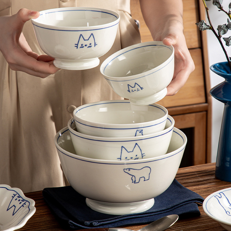 Dream Paradise Series Plate Dish Household Dish Bowl Ceramic Nordic Western Food Flat Plate Cartoon Animal Tableware Set