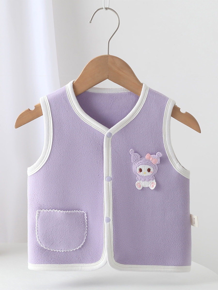 Autumn and Winter Kidsren's Vest Baby Fleece-Lined Boneless Austrian Velvet Vest Cartoon Warm Vest Winter Base Layer