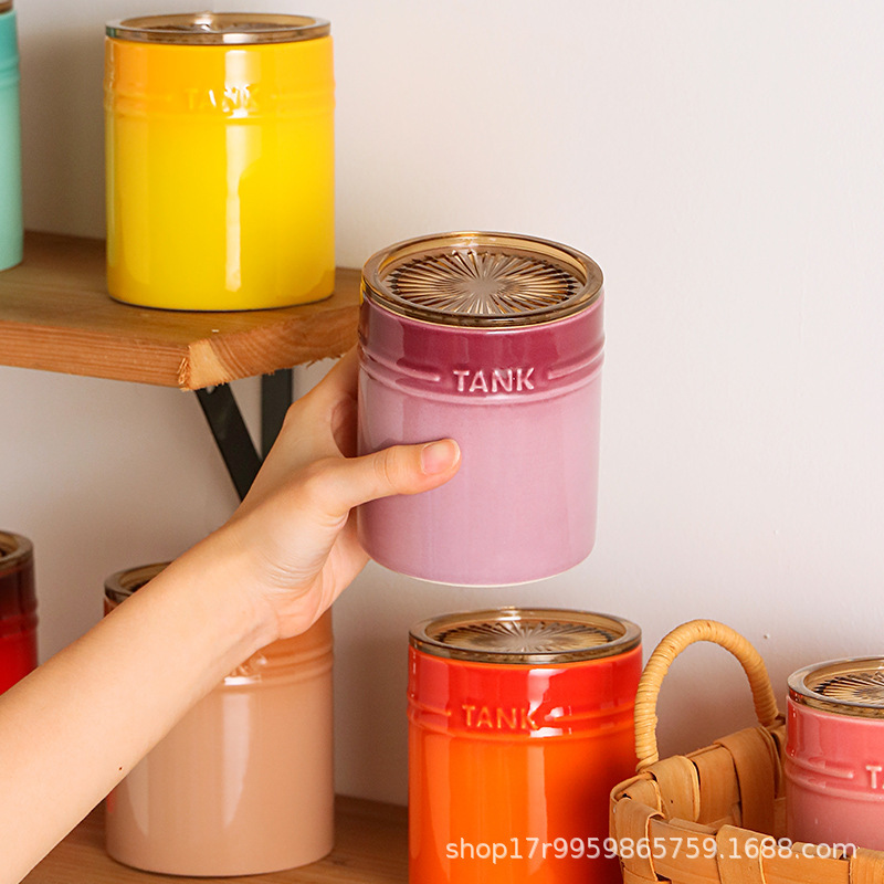 Ceramic Sealed Jar Food Portable Sealed Household Jar Coffee Tea Small Jar with Lid Storage Kitchen Storage Jar