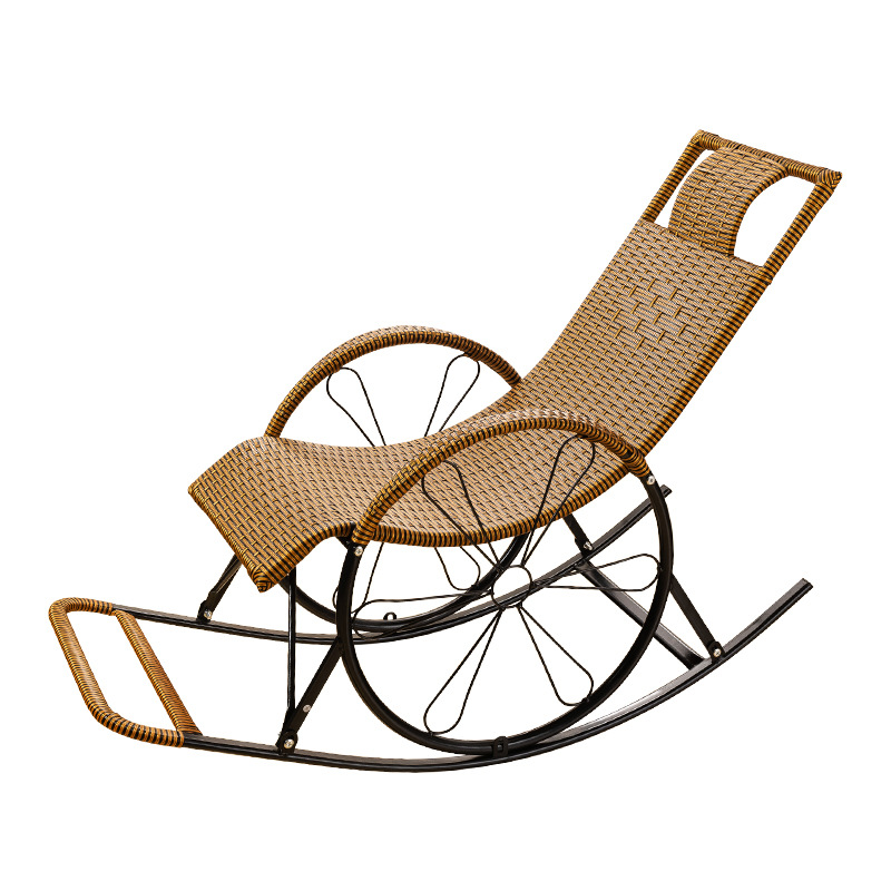 Outdoor Rattan Chair Rocking Chair Lazy Rocking Chair Home Elderly Balcony Bamboo Rocking Chair Rattan Recliner Leisure Leisure Chair
