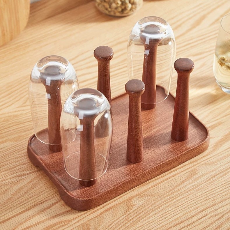 Ebony Cup Holder, Mildew-Proof and Tax Filter, Household Glass Cup, Wooden Cold Tea Cup, Water Cup, Hand Storage Rack