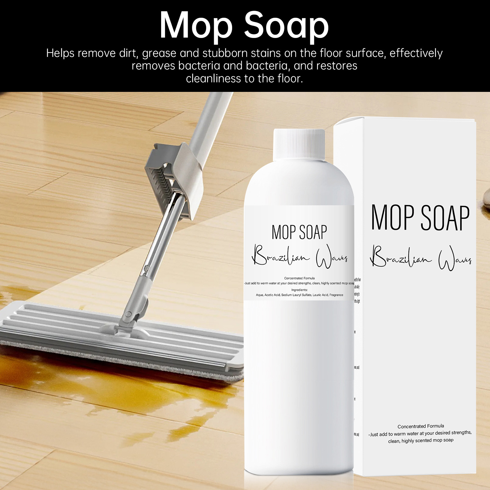 Кросс-бордерный чистящий раствор для пола 120 мл, очищает и полирует