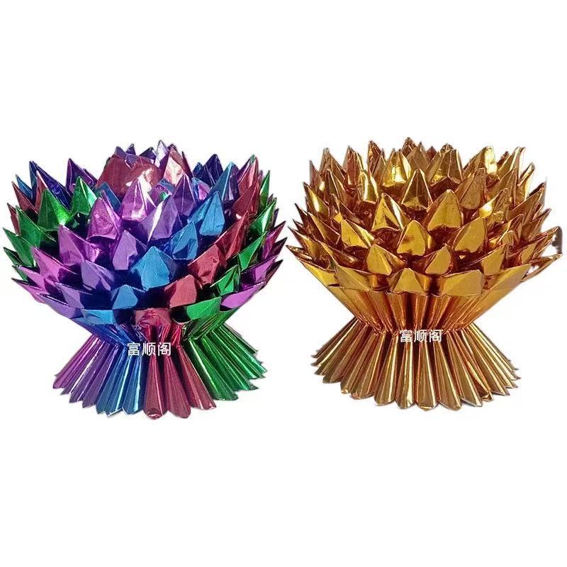 Large Size 25*35 Multicolored Paper Seven-Color Lotus Paper Flower Origami Gold and Silver Paper Nine-Turn Lotus Paper Flower Handmade Folding Paper Free Shipping