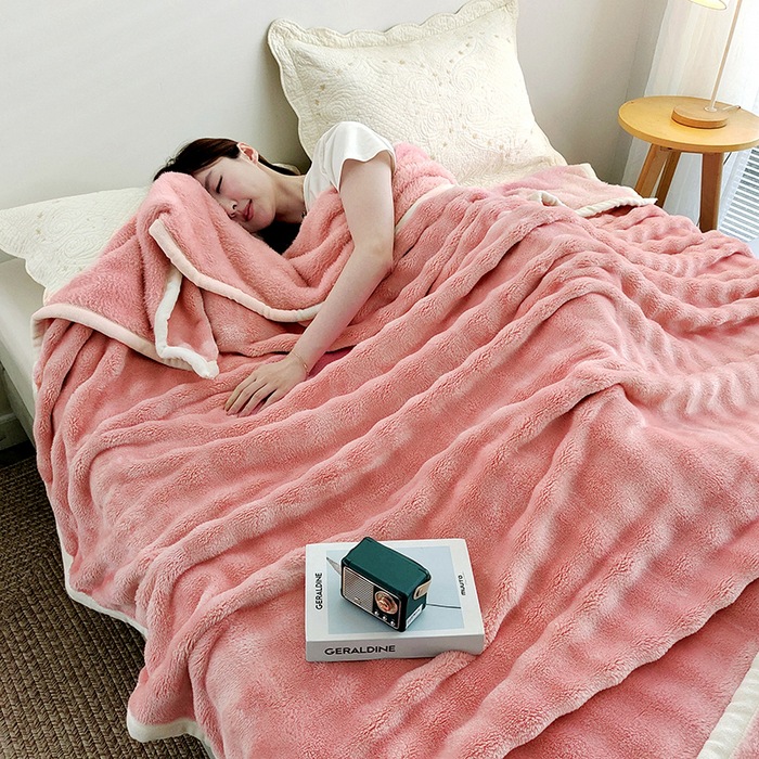2024 New Thick Rabbit Velvet Throw Blanket Large Bubble Blanket Four Seasons Blanket Office Nap Blanket Coral Velvet Blanket
