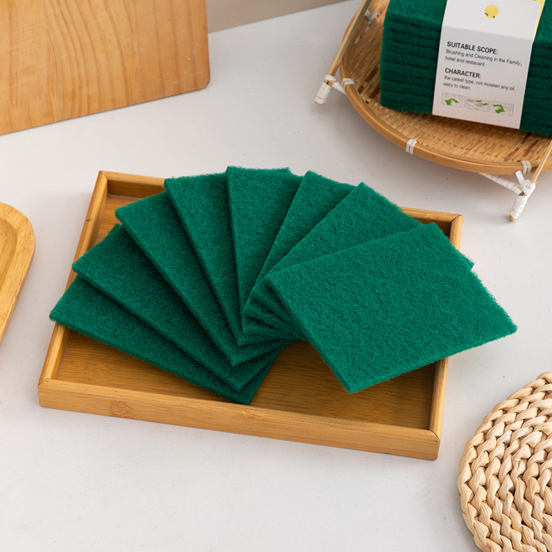 Green 0.8mm sand-free needle-punched scouring pad household rust removal cleaning dishwashing sponge block single piece 5 pieces 10 pieces