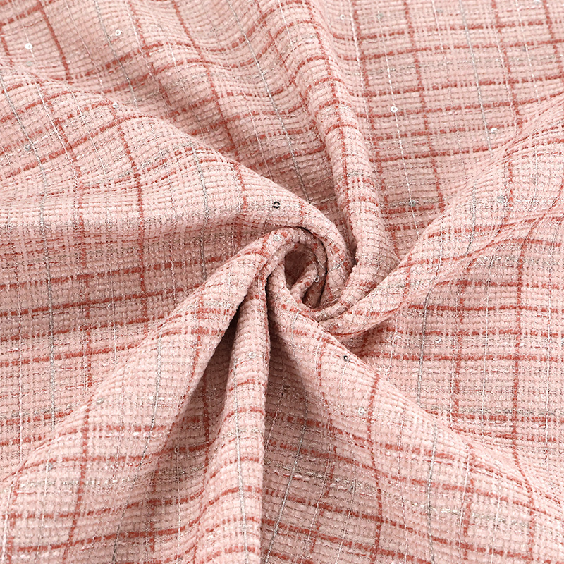Coarse spun xiangfeng garment fabric polyester yang 270g checkered dress fabric coat clothing tweed fabric