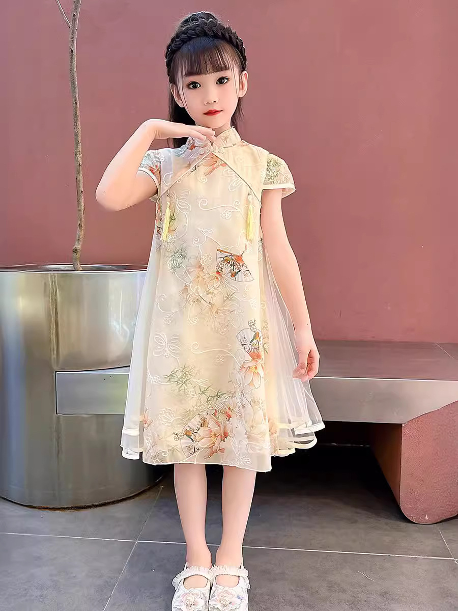 Платье для девочек летний чонгсам династии Хань ретро китайский стиль