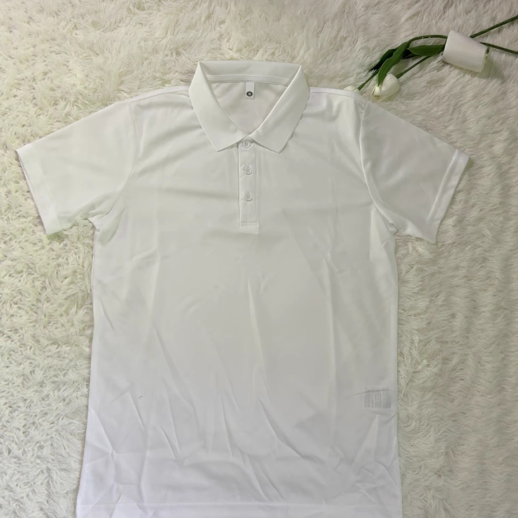 Combed Cotton White Polo Shirt for Men and Women Summer Pure Color Polo Shirt Short-Sleeved Lapel T-Shirt 180G-190G