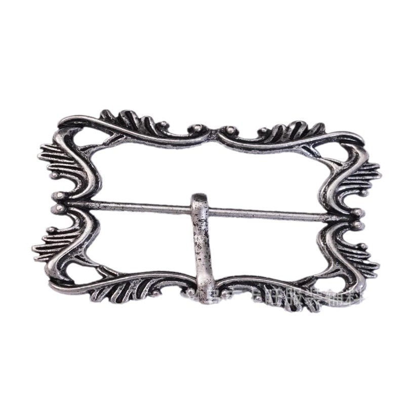 Retro distressed belt buckle zinc alloy belt buckle pattern three-gear buckle love feather Japanese buckle luggage decorative buckle