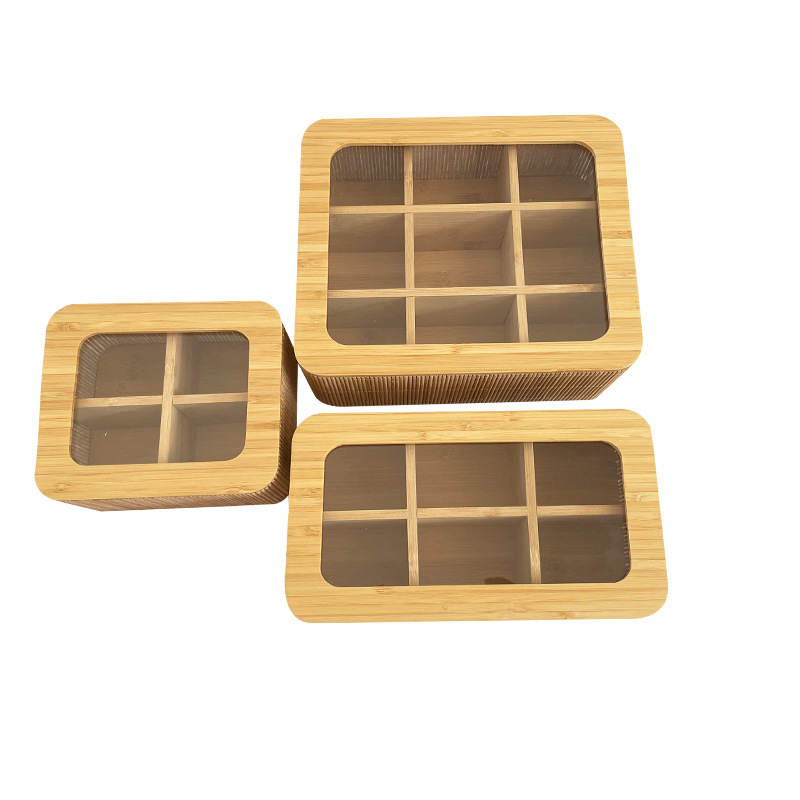Nanzhu tea box coffee storage box skylight bamboo wooden tea box bamboo gift storage box manufacturers wholesale