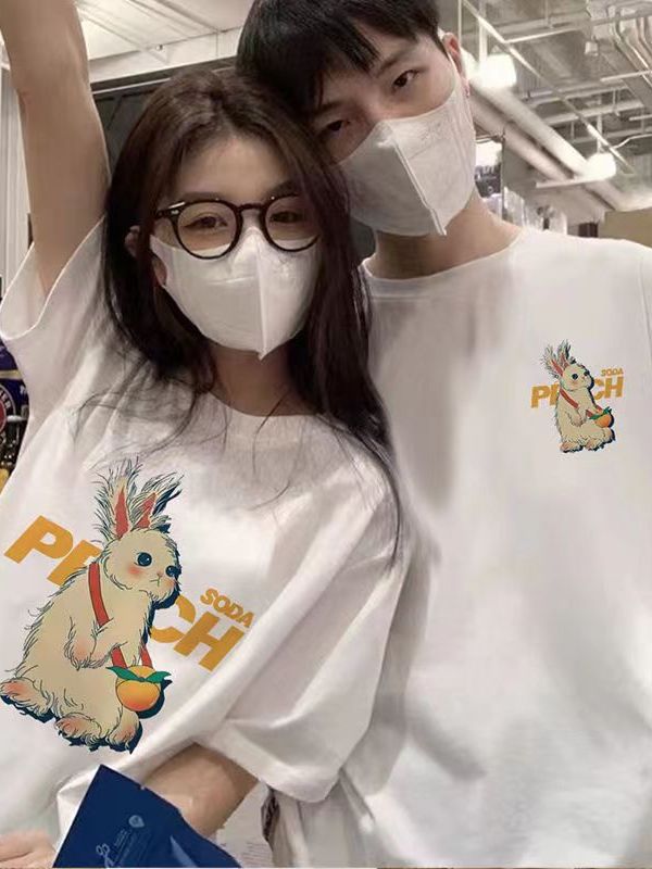 Not the same special lovers summer clothes suit semi-short sleeve high-end T-shirt men's and women's 2025 new summer clothes