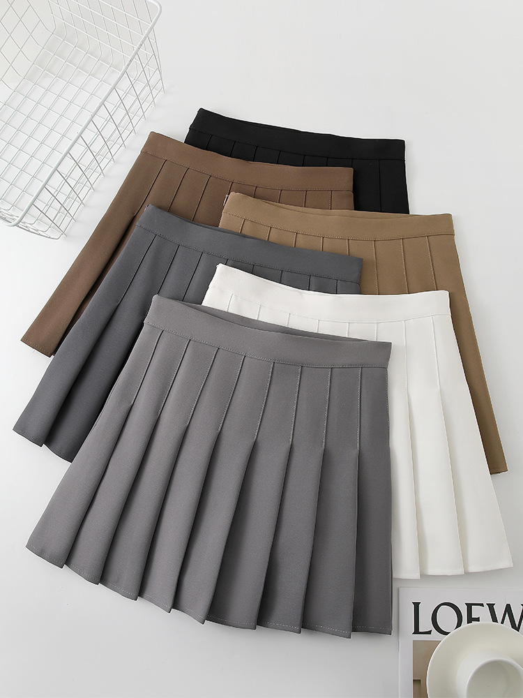 Wd1967 Gray Pleated Skirt Women's Spring, Autumn and Winter New High-Waist Slim Preppy Style A-Line Jk Short Skirt