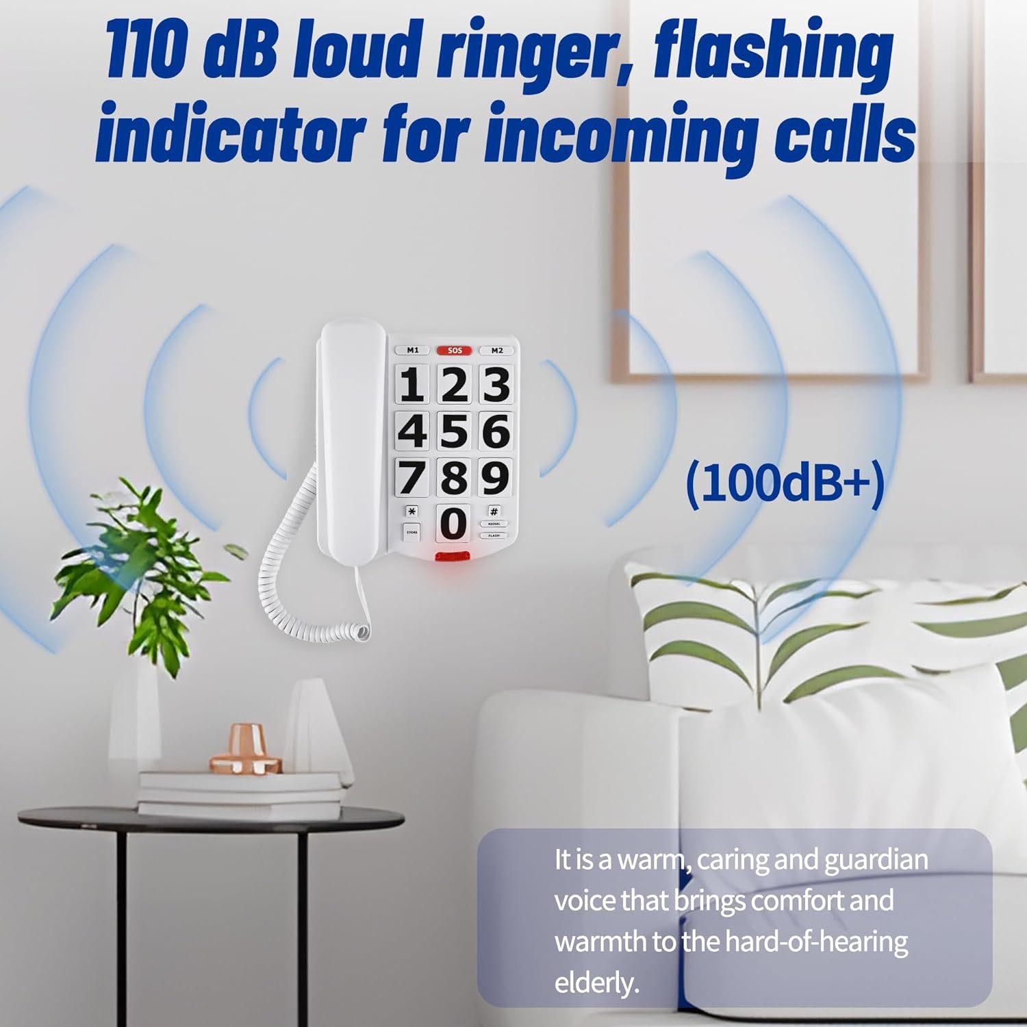 Cross-border dedicated electricity supplier wired telephone large digital keys elderly machine volume adjustable telephone English