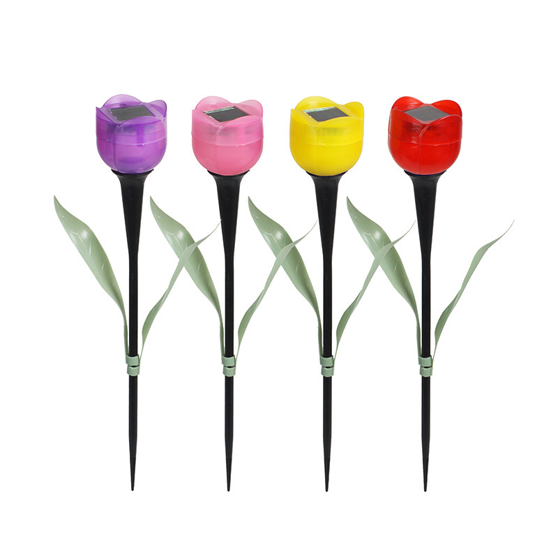 Solar Tulip Flower Lights Led Garden Decorative Lights Plastic Outdoor Waterproof Ground Lights Super Bright