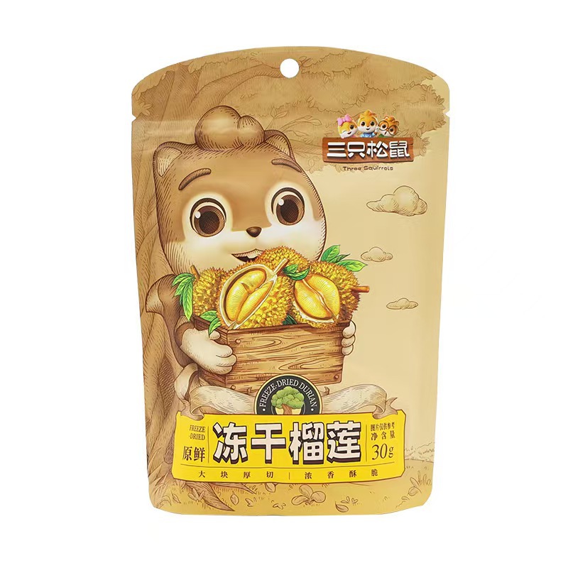 Three Squirrels freeze-dried durian 30g snacks dried durian Thai gold pillow preserved fruit and meat mixed with new and old packaging