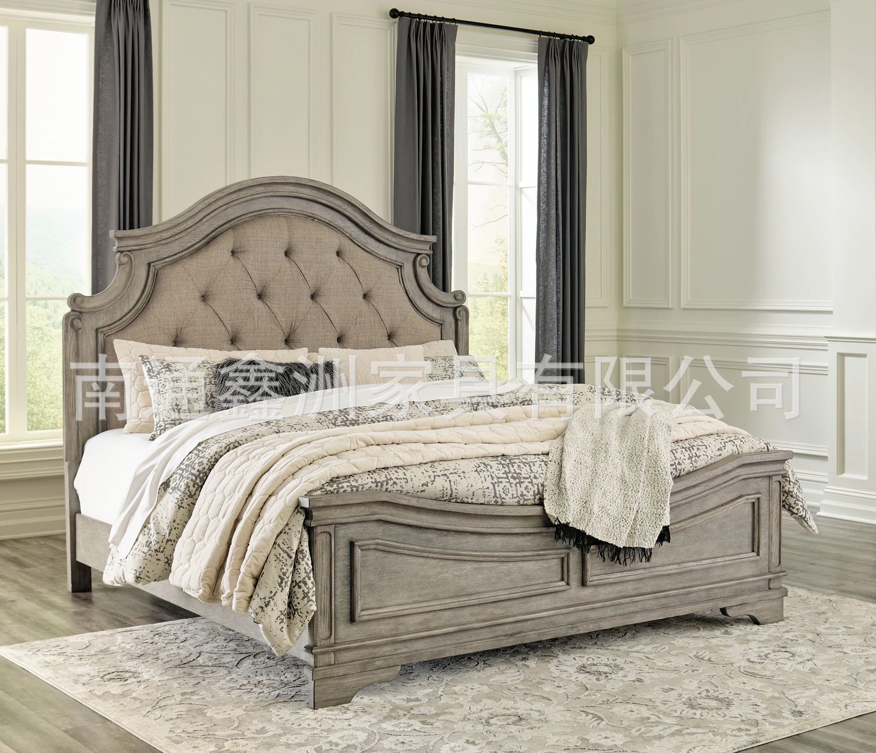 Двуспальная кровать в американском стиле из массива дерева, европейская ретро принцесса, большая кровать для свадьбы 1.5 метра 1.8 метра