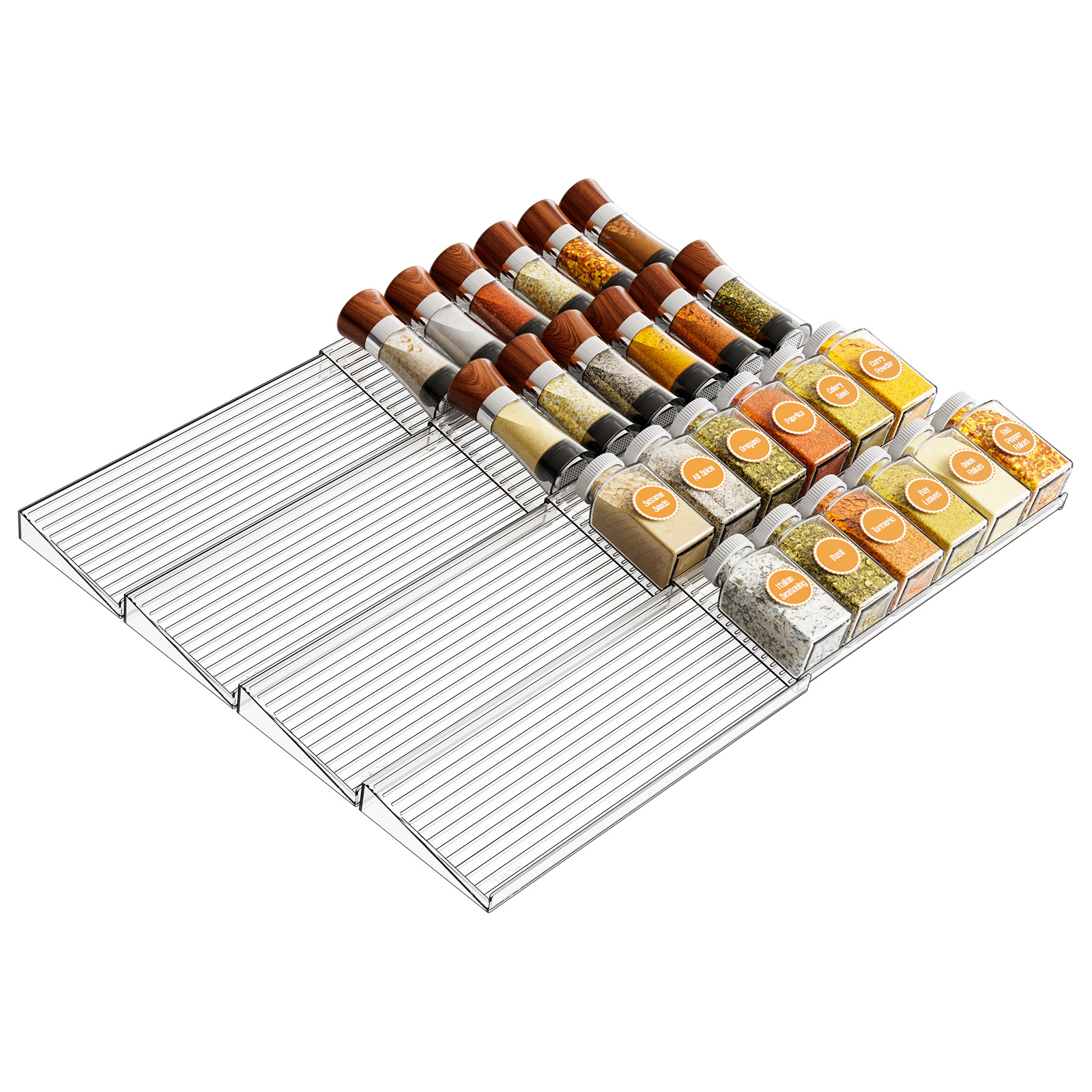 Cross-Border Kitchen Drawer Condiment Rack Ladder Spice Condiment Bottle Container Storage Condiment Storage Rack