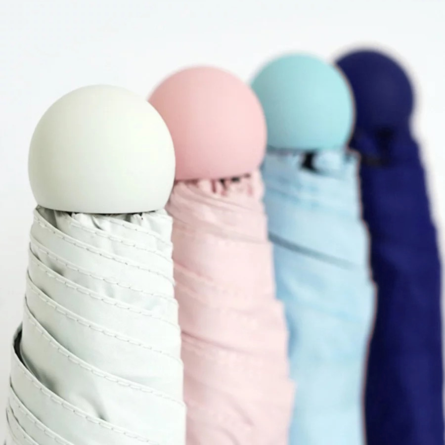 Portable Five-fold Umbrella UV-proof Sunlight and Rain-proof Dual-use Sun Umbrella Black Rubber Folding Mini Capsule Umbrella Sunscreen Umbrella