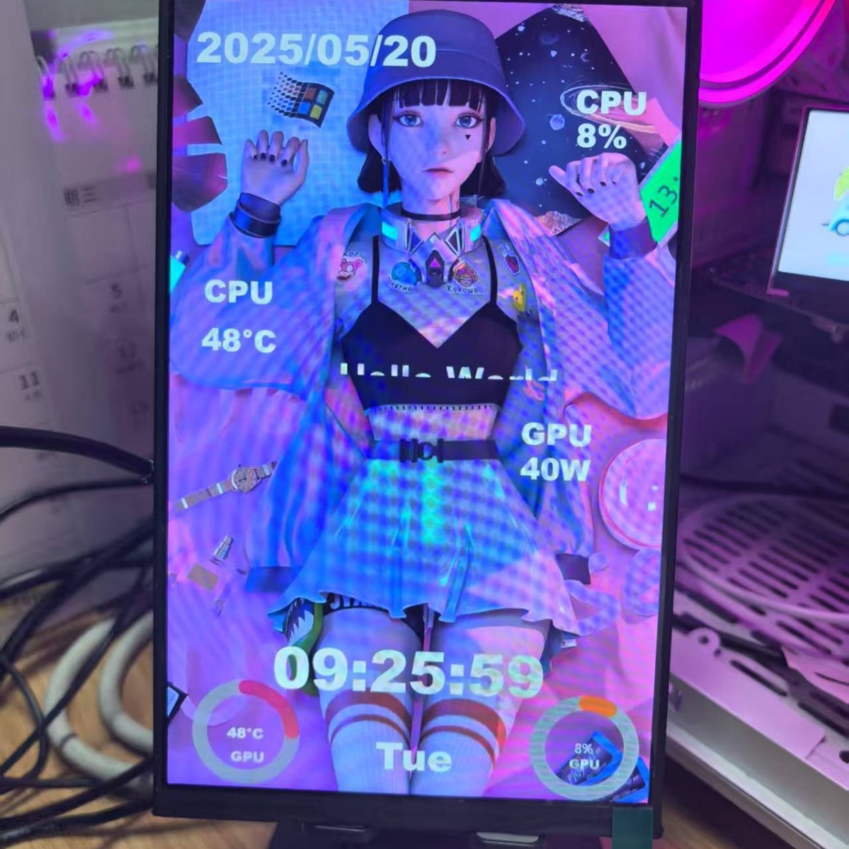 7inch Vertical Screen + Board Smart Display Chassis Temperature Time Free DIY Overseas Computer Secondary Screen Hot Style